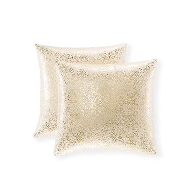 Xinrjojo Super Soft Sparkling Decorative Solid Color Square Cushion Cover Handmade Pillowcase with Hidden Zipper 2 Packs 18x18 inch Bronzing Champagne