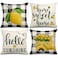 AnyDesign Lemon Pillow Covers 18 x 18 in Summer Farmhouse Throw Pillow Case Watercolor Buffalo Plaids Truck Hello Sunshine Cushion Cases for Home Sofa Couch 4 Pack
