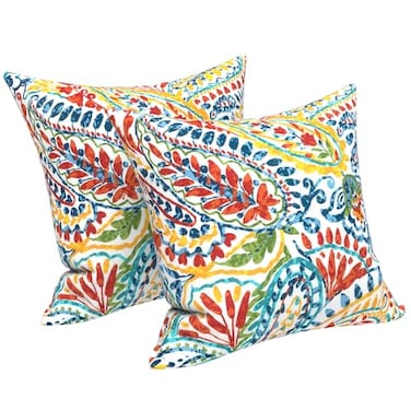 LVTXIII OutdoorIndoor Throw Pillows Decorative Throw Pillows with Inserts 18x18 Square Pillows for Bed Couch Sofa and Patio Furniture Set of 2 Paisley Multi