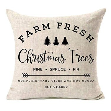 MFGNEH Farm Fresh Christmas Trees Cotton Linen Throw Pillow Covers Christmas Decor Cushion Case 18 x 18 Inch for SofaXmas Pillow Covers