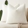 Foindtower Pack of 2 Textured Boucle Throw Pillow Covers Accent Solid Pillow Cases Cozy Soft Decorative Couch Cushion Case for Chair Sofa Bedroom Living Room Home Decor 18 x 18 InchWhite