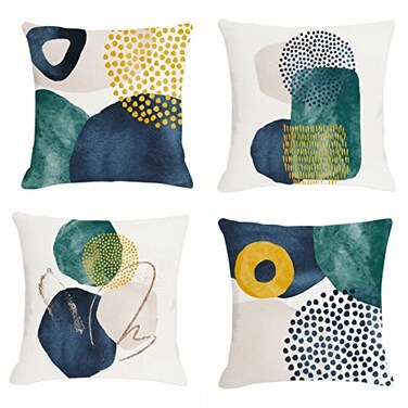 Jartinle Boho Abstract Pillow Covers 18x18 Set of 4 Mid Century Modern Throw Pillow Covers Geometric Pillow Covers for Outdoor Couch Sofa Minimalist Home Decor