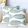 UnionKK 2 PCS Embroidered Throw Pillow Cover Cotton Decorative Square Cushion Cases for Home Sofa Bed and Chair 18 x 18 Inch Blue Fish2