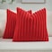 FUTEI Pack of 2 Fluffy Faux Fur Throw Pillow Covers 18x18 Inch Elegant Striped Textured Decorative Cushion Cases Modern Accent Pillow for Couch Bed Living Room Red