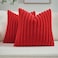 FUTEI Pack of 2 Fluffy Faux Fur Throw Pillow Covers 18x18 Inch Elegant Striped Textured Decorative Cushion Cases Modern Accent Pillow for Couch Bed Living Room Red