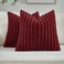 FUTEI Pack of 2 Fluffy Faux Fur Throw Pillow Covers 18x18 Inch Elegant Striped Textured Decorative Cushion Cases Modern Accent Pillow for Couch Bed Living Room Burgundy