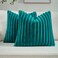 FUTEI Pack of 2 Fluffy Faux Fur Throw Pillow Covers 18x18 Inch Elegant Striped Textured Decorative Cushion Cases Modern Accent Pillow for Couch Bed Living Room Teal