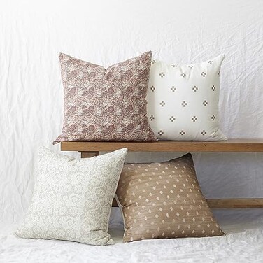 Woven Nook Modern Luxurious Decorative Boho Throw Pillow Covers Durable Quality Machine Washable 100 Cotton Canvas Dover Set 4 Pack 18 x 18