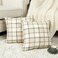 Stellhome Pack of 2 Linen Buffalo Check Decorative Fall Throw Pillow Covers Autumn Farmhouse Plaid Cushion Covers Rustic Retro Decor for Couch Sofa Living Room 20x20 Inch Beige