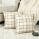 Stellhome Pack of 2 Linen Buffalo Check Decorative Fall Throw Pillow Covers Autumn Farmhouse Plaid Cushion Covers Rustic Retro Decor for Couch Sofa Living Room 20x20 Inch Beige