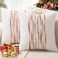 WANLIRD Boho Throw Pillow Covers 18x18 Set of 2 Christmas Decorative Cushion Case Striped Square Pillows Cover Chenille Pillow Cases Accent Neutral Pillowcase for Sofa Couch BedWhite Winered