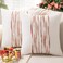 WANLIRD Boho Throw Pillow Covers 18x18 Set of 2 Christmas Decorative Cushion Case Striped Square Pillows Cover Chenille Pillow Cases Accent Neutral Pillowcase for Sofa Couch BedWhite Winered