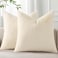 Pallene Faux Fur Plush Throw Pillow Covers 18x18 Set of 2 Soft Fluffy Couch Pillow Covers for Living Room Beige