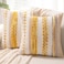 WANLIRD Boho Throw Pillow Covers 18x18 Set of 2 Farmhouse Decorative Cushion Case Striped Square Pillows Cover Chenille Pillow Cases Accent Neutral Pillowcase for Sofa Couch BedYellow