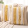 WANLIRD Boho Throw Pillow Covers 18x18 Set of 2 Farmhouse Decorative Cushion Case Striped Square Pillows Cover Chenille Pillow Cases Accent Neutral Pillowcase for Sofa Couch BedYellow