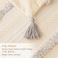 BUIOVBEY Boho Throw Pillow Covers 18x18 Set of 2 Woven Tufted Farmhouse Pillows Cover with Tassels Textured Striped Cushion Case Neutral Pillow Cases Decorative Pillowcase for Sofa Couch Bed Light Gre