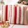 WANLIRD Boho Throw Pillow Covers 18x18 Set of 2 Christmas Decorative Cushion Case Striped Square Pillows Cover Chenille Pillow Cases Accent Neutral Pillowcase for Sofa Couch BedRed