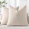 Pallene Decorative Chenille Throw Pillow Covers 18x18 Set of 2 Luxury Soft Velvet Couch Pillow Covers for Living Room Beige