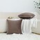 LIGICKY Set of 2 Light Brown Throw Pillow Covers Modern Minimalist Style Solid Decorative White Rope Edging Soft Square Cushion Cases for Sofa Bedroom Party Dcor 18 x 18 inch
