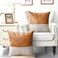 CaliTime Throw Pillow Covers Pack of 2 Soft Faux Leather Solid Dyed Cross Chenille Cushion Cases for Couch Sofa Home Decoration 18 X 18 Inches Taupe