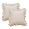 GLORY SEASON Waffle Weave Textured Throw Pillow Covers Set of 2 with Washed Cotton Retro Ruffle Flounces Trim Solid Decorative Pillow Cases for Home Livingroom and Bedroom Decor 18x18 Inch Beige
