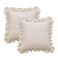 GLORY SEASON Waffle Weave Textured Throw Pillow Covers Set of 2 with Washed Cotton Retro Ruffle Flounces Trim Solid Decorative Pillow Cases for Home Livingroom and Bedroom Decor 18x18 Inch Beige
