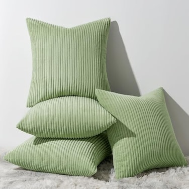 Topfinel Decorative Sage Green Throw Pillow Covers Cushion Cases Set of 4 Soft Velvet Modern DoubleSided Designs Match for Home Decor Pillow Inserts Not Included 18x18 inch