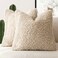 Foindtower 2 Pieces 24x24 Inch Light Khaki 100 Polyester Throw Pillow Cover Accent Sherpa Pillow Fuzzy Soft Pillowcases Sheepskin Decorative Fleece Cushion Case for Bed Couch Living Room