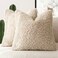 Foindtower 2 Pieces 24x24 Inch Light Khaki 100 Polyester Throw Pillow Cover Accent Sherpa Pillow Fuzzy Soft Pillowcases Sheepskin Decorative Fleece Cushion Case for Bed Couch Living Room