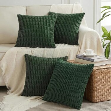 Fancy Homi 4 Packs Decorative Throw Pillow Covers for Living Room Couch Bed Modern Farmhouse Boho Home Dcor Accent Cushion Case 18 x 18 Dark Green