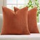 Mecatny Corduroy Fall Decorative Throw Pillow Covers 18x18 Set of 2 for Sofa Living Room Soft Burnt Orange Neutral Boho Couch Pillow Covers for Home Decor Rust