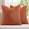 Mecatny Corduroy Fall Decorative Throw Pillow Covers 18x18 Set of 2 for Sofa Living Room Soft Burnt Orange Neutral Boho Couch Pillow Covers for Home Decor Rust