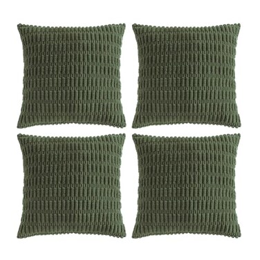 Fancy Homi 4 Packs Decorative Throw Pillow Covers for Living Room Couch Bed Modern Farmhouse Boho Home Dcor Accent Cushion Case 18 x 18 Olive Green