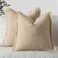 MIULEE Decorative Throw Pillow Covers Neutral Linen Fringe Throw Pillows Set of 2 Beige Boho Farmhouse Cushion Covers with Tassels for Couch Sofa Bed Living Room Spring Home Decor 20x20 Inch