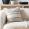 BlissBlush 18X18 Throw Pillow Cover Cream Neutral Square Decorative Cushion Cover with Black Pattern Boho Accent Pillowcase with Tufted Details and Tassels for Couch Sofa Living Room Cover Only