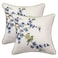 Holibeat Embroidered Flower Birds Throw Pillow Covers 18 18 inches Spring Decorative Peach Blossom Pillowcases Pack of 2 whiteblue