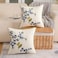 Holibeat Embroidered Flower Birds Throw Pillow Covers 18 18 inches Spring Decorative Peach Blossom Pillowcases Pack of 2 whiteblue