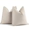 ZWJD Beige Pillow Covers 22x22 Set of 2 Chenille Throw Pillow Covers with Elegant Design Soft and Luxurious Decorative Throw Pillows for Couch Bed and Home Decor