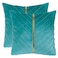 Tosleo Aqua Green Velvet Throw Pillow Covers 16x16 Pack of 2 with Gold Leather Decorative Couch Pillow Cover Luxury Modern Soft Pillowcases Spring Summer Home Decor for Sofa Bed Living Room