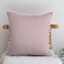 HOPLEE Decorative 16x16 Pillow Covers Red and White Tricking Stripe Throw Pillow Covers Farmhouse Pillow Covers with Poms 16x16 Inches Set of 2