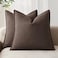 Foindtower Pack of 2 Decorative Linen Soild Throw Pillow Covers Soft Accent Cushion Case Boho Farmhouse Neutral Pillowcase for Couch Sofa Bedroom Living Room Home Decor 24 x 24 Inch Reddish Brown