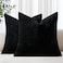 decorUhome Chenille Black Throw Pillow Covers 18x18 Inch Set of 2 Decorative Soft Couch Pillow Covers Solid Dyed Accent Farmhouse Neutral Square Pillow Cases for Sofa