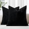 decorUhome Chenille Black Throw Pillow Covers 18x18 Inch Set of 2 Decorative Soft Couch Pillow Covers Solid Dyed Accent Farmhouse Neutral Square Pillow Cases for Sofa