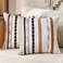 Wosendy Boho Pillow Covers 18x18 Square Farmhouse Decorative Cushion Case Striped Square Cushion Cover Cozy Soft Neutral Throw Western Pillows Protector Modern Decorative for Couch Sofa Bed Set of 2