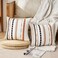 Wosendy Boho Pillow Covers 18x18 Square Farmhouse Decorative Cushion Case Striped Square Cushion Cover Cozy Soft Neutral Throw Western Pillows Protector Modern Decorative for Couch Sofa Bed Set of 2