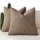 Foindtower Pack of 2 Decorative Textured Boucle Throw Pillow Covers Neutral Accent Solid Pillow Cases Cozy Soft Couch Cushion Case for Chair Sofa Bedroom Living Room Home Decor 22x22 Inch Light Brown