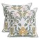 Pilmandu Set of 2 Embroidered Decorative Throw Pillow Covers Couch Square Pillowcases Cushion for Bedroom Sofa Farmhouse Decor 18x18 Inch FlowerA
