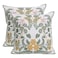 Pilmandu Set of 2 Embroidered Decorative Throw Pillow Covers Couch Square Pillowcases Cushion for Bedroom Sofa Farmhouse Decor 18x18 Inch FlowerA