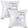 Mixweer 2pcs Wedding Embroidered Kneeling Pillows Nuestra Boda 18 x 18 Inch Embroidered Prayer Pillow Satin and Lace Kneeling WhiteSilver Cojines para Boda Decoracion 18Without Pillow
