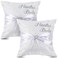 Mixweer 2pcs Wedding Embroidered Kneeling Pillows Nuestra Boda 18 x 18 Inch Embroidered Prayer Pillow Satin and Lace Kneeling WhiteSilver Cojines para Boda Decoracion 18Without Pillow